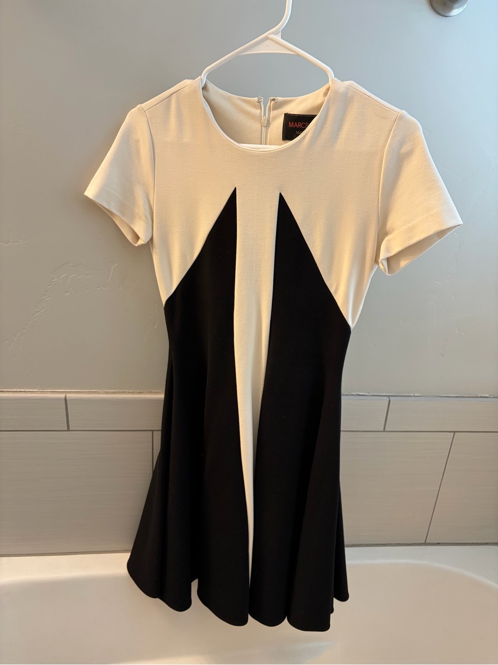 Marc Bouwer Black and Cream Short Sleeve A-Line Tunic Dress